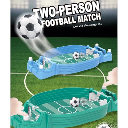 Tabletop Foosball Game, Easy Assembly Desktop Soccer Board for Two Players, Portable Football for Family Night - color: Blue