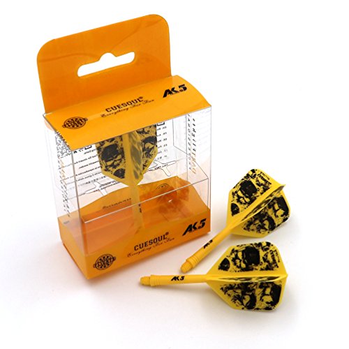 CUESOUL ROST Integrated Dart Shaft and Dart Flight Standard/Slim/Diamond/Big Wing/Tear/Diamond - color: 33mm-Big Wing Shape-Yellow Skull