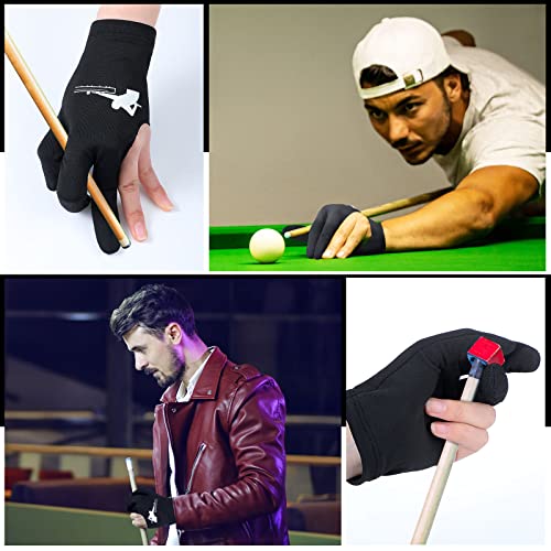 Giegxin 20 Pcs Billiard Pool Gloves Three Fingers Billiard Shooters Gloves Snooker Left and Right Hand Universal Cue Sports Accessories for Women Men - color: Black