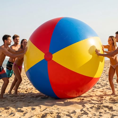 8.2 FT Giant Inflatable Beach Ball Jumbo Rainbow Beach Ball Extra Large Pool Balls for Summer Swimming Pool Party Yard Lawn Garden Decor