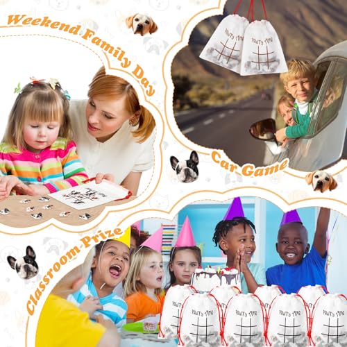 Sotiff 36 Sets Dog Tic Tac Games for Kids Dog Party Favors Goody Bag Stuffers Classroom Exchange Gifts Outdoor Indoor Activities for Adults Kids School - style: Dog