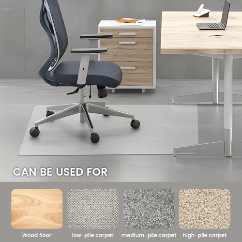 Office Chair Mat for Carpet and Hardwood Floor, 48"x40" Heavy Duty (0.14" Thick) Flat Shipping, Computer Desk Chair Mat - size: 48“x40”×1/7“(1Pack)