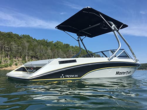 Big Air Super Shadow Wakeboard Tower Bimini Top - 76" x 76" - Mounts Over Existing Wake Tower - color: Jockey Red
