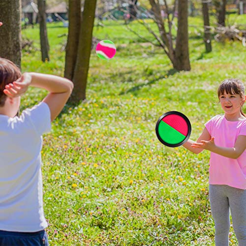 Cooraby Toss and Catch Paddle Game Disc 4 Set Paddle Toss and Catch Ball Sport Game Suitable for Sports, Beach and Party Favor with Storage Bag, 8 Paddles and 8 Balls - size: 18.5cm