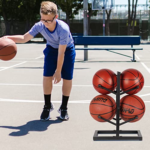 Basketball Organizers Metal Ball Storage Rack Sports Storage for Indoor Outdoor - style: Small 2-Layer