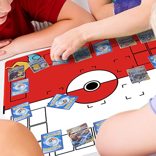 Playmat for Game with Tube - Stitched Play Mat for Card Gameplay with Zones, 2 Player Trainer Game Playing Mat (Black) - color: Black