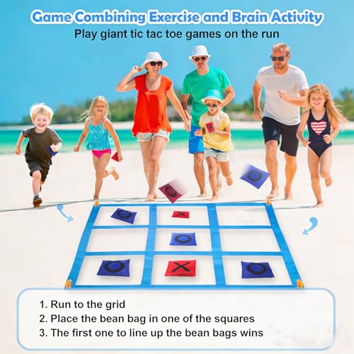 Giant Tic Tac Toe Bean Bag Toss Outdoor Games for Kids Adults Family-4X4FT Large Lawn Yard Carnival Field Day Games, Beach Backyard Camping Outside Family Reunion - size: Tic Tac Toe -Egg Spoon