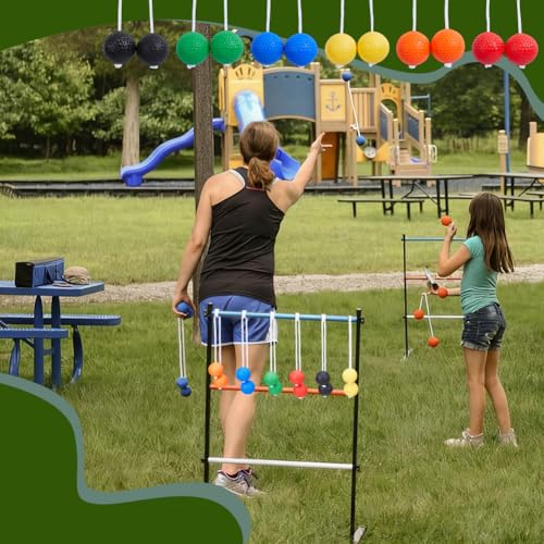 MAYJOYDIY 18 Pack Ladder Ball 6 Colors Replacement Balls Ladder Toss Balls Set with Storage Bag for Toss Match Yard Lawn Golf Game
