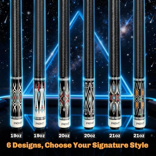 Professional Pool Cue Stick with Hard Case, 58" Canadian Maple Billiard Cue & 12.5mm Multi-Layer Rainbow Tip, Pool Cue Set with 3 Accessories, 19/20/21oz Billiard Stick (Selectable) - size: 20oz, style: Style 2