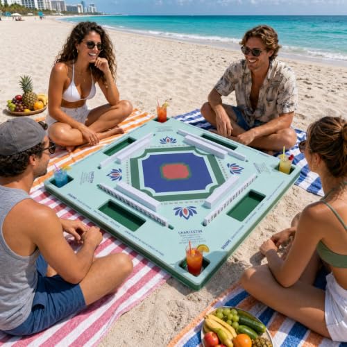 Floating Mahjong Table for Pool,Large Stable Water Pool Game Table for Card Games & Tile Games,Swimming Pool and Hot Tub Float Board Game Tray for Adults, Mahjong Floater Table
