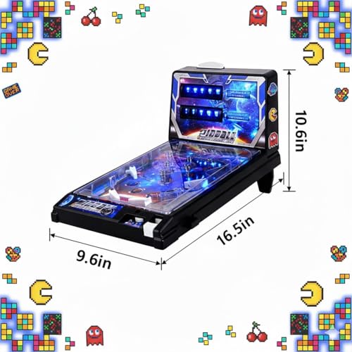 Fun Pinball Machine for Children and Family, Nostalgia Arcade Machine, Electronic Tabletop Pinball Game Toys, Ball Shooting Toys with Lights Sounds and Scorer