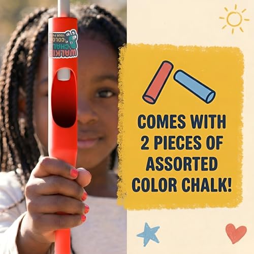 Sidewalk Chalk Holder for Kids and Toddlers – Stand-Up Outdoor Chalk Stick, Adjustable 24-36in Reach, Patented, Includes 2 Chalks | Teal - color: Teal