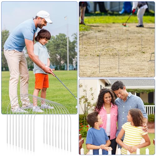 Deekin Set of 9 Croquet Wickets Replacement for Croquet Metal Hoops with Galvanized and Plastic Coating for Family Lawn Backyard Outdoor Game(U Shape) - style: U Shape