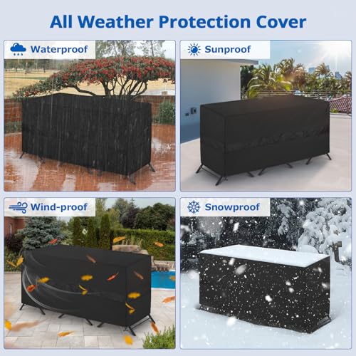 SunPatio Bistro Set Cover Waterproof, Outdoor Patio 3 Pieces Furniture Set Table and Chairs Cover with Air Vent, UV & Rip & Fade Resistant, All Weather Protection, 65"W x 28"D x 30"H, Black - size: 65”W x 28”D x 30”H
