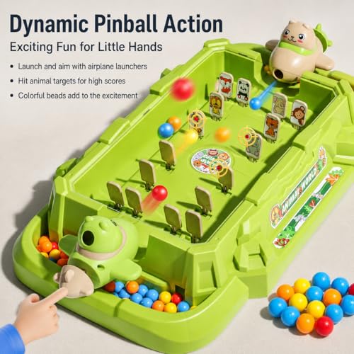 predolo Mini Pinball Game, Airplane Theme Pinball Machine with Lights and Sounds, Electronic Scoring Desktop Game, Portable Pinball for Kids 4+