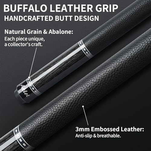 AKLOT Carbon Fiber Pool Cue Stick 58", Billiard Cue Sticks 19-19.5oz, Low Deflection Billiard Stick with 12.5mm Tip, Professional Carbon Fiber Pool Sticks for Adults - color: Patten4