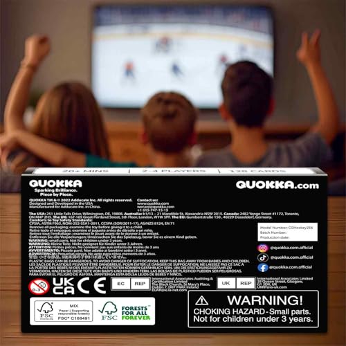 Quokka Hockey Fast-Paced Card Game for Kids & Adults – 128 Cards & Easy Rules – Quick & Fun Matching Game – 2-4 Players – Ages 8+ – Perfect for Family Games Night, Travel and Parties - color: Hockey