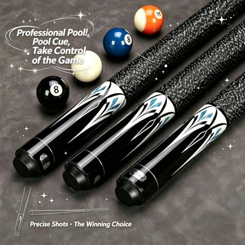 Pool Cue Stick - 58 inch Maple Billiard Pool Stick, 19/20/21 oz 1/2 Maple Pool Cue Stick Kit, 2-Piece Billiard Pool Cue Stick - color: Black With Case (19 oz/11mm)