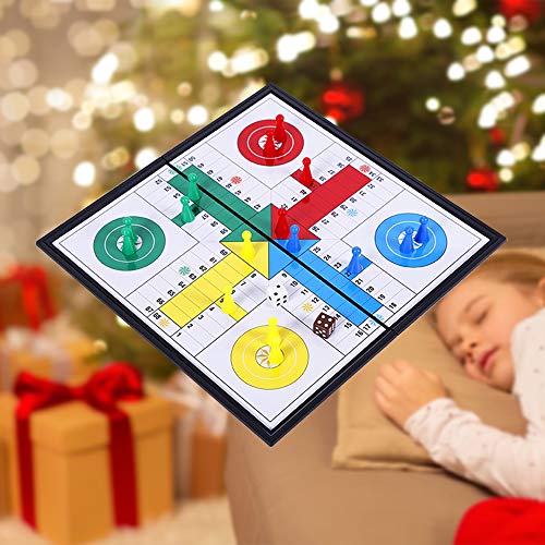 Ludo Game Board Set -9.8”, Magnetic Folding Travel Classic Strategy Game for Kids and Adults (Right Angled) - style: Right Angled
