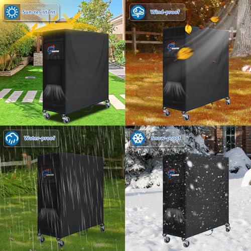 SIRUITON Ping Pong Table Cover,520D Outdoor Table Tennis Table Covers,All Weather Protection,Waterproof Sunproof Indoor & Outdoor,Black 65"L x 28"W x 72.8"H - size: 65"Lx27.6"Wx72.8"H_520D
