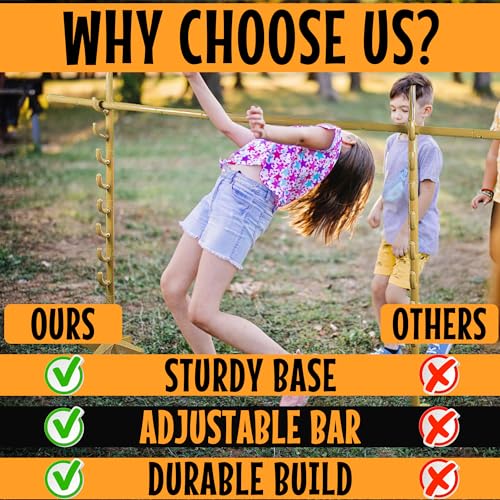 Fun Express Deluxe Limbo Game Set for Kids and Adults - Adjustable Height Bar with Sturdy Base | Perfect for Outdoor Birthday Parties, Luau Games, Lawn Activities & Family Gatherings