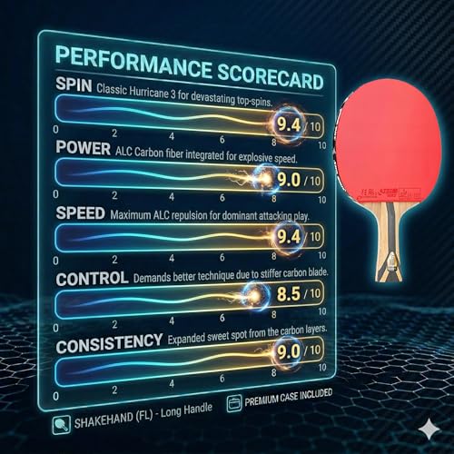 DHS Ping Pong Paddles Professional Level Table Tennis Rackets - ITTF Approved -Pro Ping Pong Paddle for Advanced Control & Speed - Table Tennis Racket for Offensive Players - color: Red