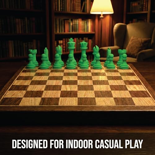 Staunton Chess Pieces Half Set, 17 Green Pieces, 3.75" King | Made in USA - color: Green
