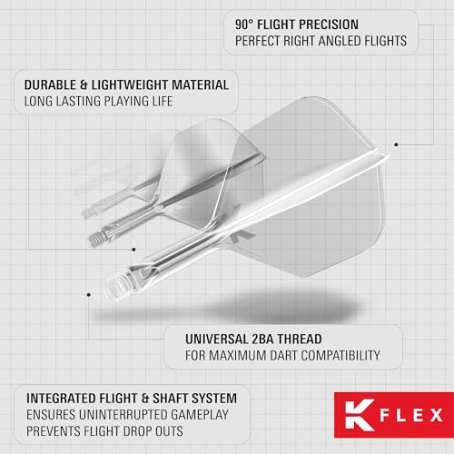 Target Darts K Flex Integrated Dart Flight and Shaft, No.6 | 3-Pack K-Flex - No. 6, Kflex Precision-Molded 2-in-1 Dart Flights and Dart Shaft | Professional Dart Accessories - color: Clear, size: Intermediate (26mm)