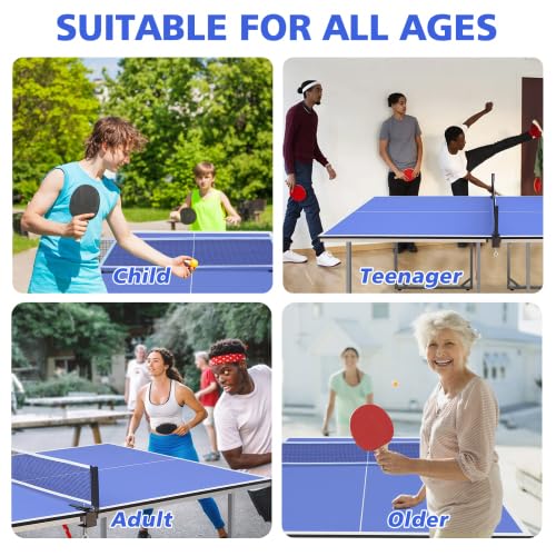 Table Tennis Table Mid-Size, Foldable Ping Pong Table Top Full Size with 2 Paddles, 2 Balls, 1 Net & 4 Wheels, Folding Table Tennis for Indoor & Outdoor, Quick Assembly to Support Multiplayer - size: 6ft