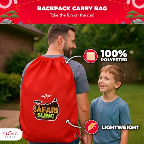 Swooc GamesĀ® - Safari Sling | 2-in-1 Bean Bag Toss Game for Kids | 5-Second Setup Kids Cornhole Game Set | Outdoor Toddler Activities | Backyard Party Games | Corn Hole Set Toddler Bean Bag Toss