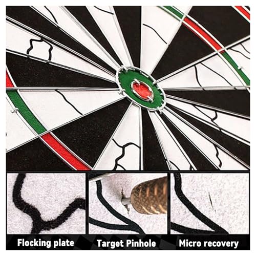 Flocking Dart Board Set,Double-Sided Dart Board with 12pcs Steel Tip Darts-Lightweight Bristle Dartboard-Multiplayer Party Games - size: 15"