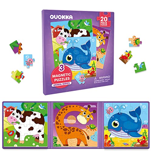 QUOKKA Magnetic Puzzles for Kids Ages 4-6 – 20 Pieces Sudoku Toddler Puzzles Ages 2-4 – Travel Games for Kids 3-5 – Animal Toddler Travel Toys – Car Airplane Road Trip Activities for Boys and Girls - style: 5. ANIMALS 20 PSC