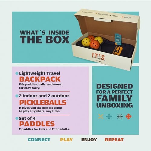 Pickleball Set – Fiberglass Paddles for Adults & Kids, Balls & Bag – Starter Kit for Families & Beginners, Gift Ready – Ideal for Schools, Clubs & Corporate Events – SAB Sports and Balance - style: Family Set