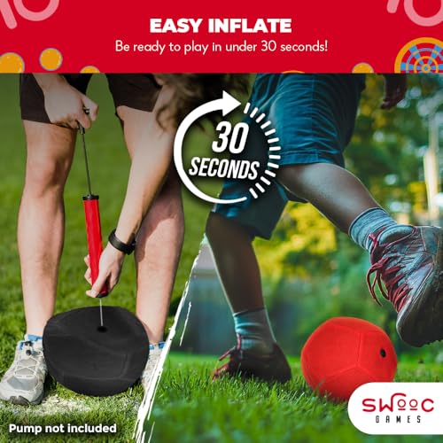 SWOOC Games® - Replacement Balls for Giant Kick Darts - 2 Red and 2 Black (7-inch) - Inflatable Easy-Stick Balls - Giant Outdoor Games - Soccer Yard Activity - Inflatable Soccer Dart Board