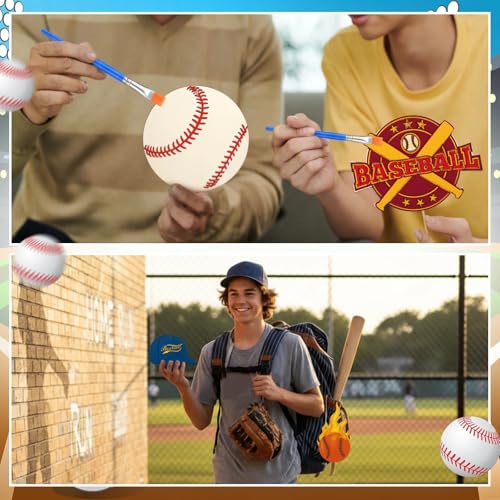 Saypacck 24 Pcs Baseball Party Favors Wooden Painting Craft Kits Birthday Party Supplies with Organza Bag for Goodie Bags Fillers Adult Thank You Gifts - style: Sport Theme