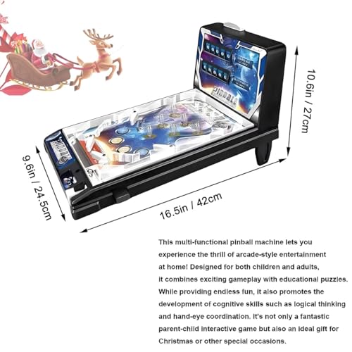 Retro Arcade Electronic, Pinball - Tabletop Game, Pinball Machine, Table Pinballs Game Machine, Desktop Ball Shooting Toy, Vibrating Bumpers LED Lights Sound Effects, Ages 4+