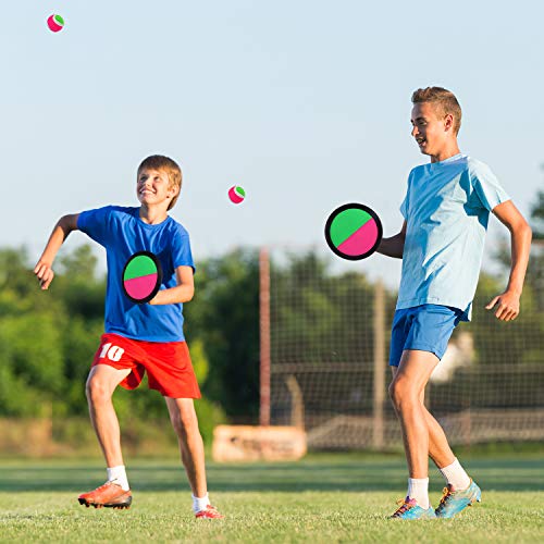 Cooraby Toss and Catch Paddle Game Disc 4 Set Paddle Toss and Catch Ball Sport Game Suitable for Sports, Beach and Party Favor with Storage Bag, 8 Paddles and 8 Balls - size: 15.5cm