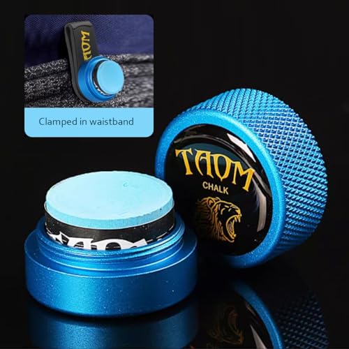 TAOM Pool Chalk Holder Round Shaped Practical Tool Billiards Accessories Magnetic Mini Chalk Tip Case Container Round Box Billiards - color: 4-Blue with V10 Blue Chalk and Clip
