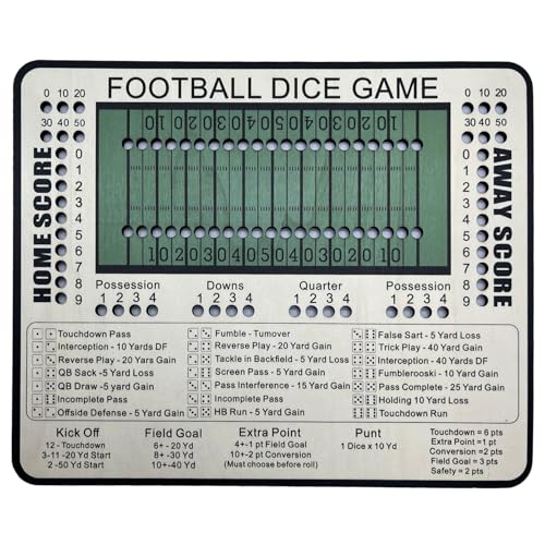 Football Dice Game - Tabletop Wooden Board Game with Scoring Track for Family Fun & Parties, Great Gift for Friends