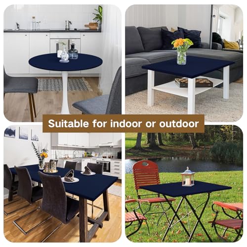 Small Round Fitted Table Cover Cocktail Table Topper Cap Elastic Tablecloth Stretch Spandex Tables Cloth for Bar Pub Party Navy 30 Inch - color: Navy, size: 30" (Round)