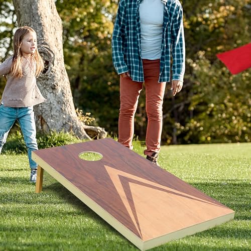 Regulation Cornhole Board Set with Storage Capability, 4 x 2 ft Solid Wood Cornhole Game Set with 8 Bean Bags and 2 Cornhole Board, Premium Corn Hole Game for Adults and Family (Rustic)