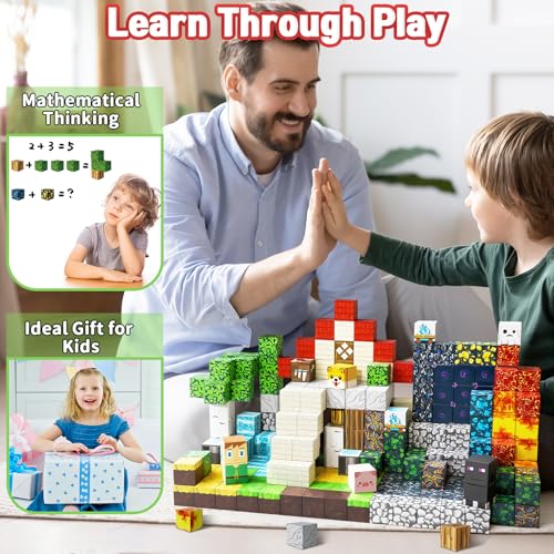 Intoypad 300PCS Magnetic Blocks for Kids, 0.8in Magnetic Building Block Toys for Boys Girls Age 3 4 5 6 7 8 9 10 Magnet Cubes Game Magnetic Tiles STEM Toys Christmas Birthday Gifts for Kids Toddlers - style: 300Pcs