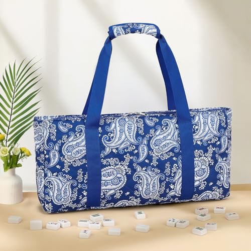 American Mahjong Set, 166 White Tiles with 4 Colors Acrylic Racks, Pushers, Flower Carrying Bag, Portable Travel Set - style: Flower Bag