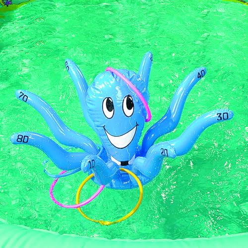 Fun Express Inflatable Octopus Ring Toss Game - Under The Sea Party Decorations & Birthday Party Games for Kids 3-12 | Indoor Outdoor Yard Games | Inflatable Carnival Games for Family Fun