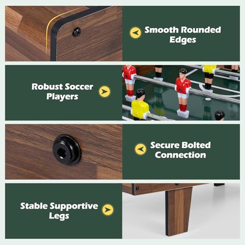 Giantex 4-in-1 Multi Game Table, Combo Foosball Game Table Top w/Billiards, Ping Pong, Push Hockey for Home, Game Room, Family Night & Arcade, Wood Combination Game Table Set for Adults - color: Dark Brown
