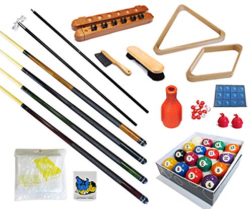 Pool Table - Premium Billiard 32 Pieces Accessory Kit - Pool Cue Sticks Bridge Ball Sets - color: Kit-14