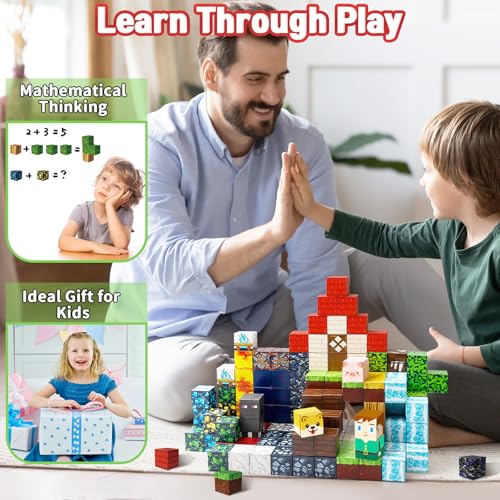Intoypad 150PCS Magnetic Blocks for Kids, 0.8in Magnetic Building Block Toys for Boys Girls Age 3 4 5 6 7 8 9 10 Magnet Cubes Game Magnetic Tiles STEM Toys Christmas Birthday Gifts for Kids Toddlers - style: 150Pcs