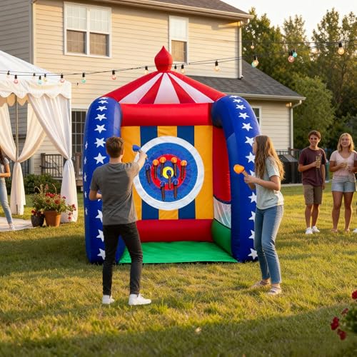 OZIS 6.5x6.5x9Ft Inflatable Axe Throwing Game with Built-in Blower Portable Fun Axe Toss Target Dart Board, Interactive Inflatable Carnival Games for Commercial Events, Parties, Family Activities - style: Axe Throwing Target