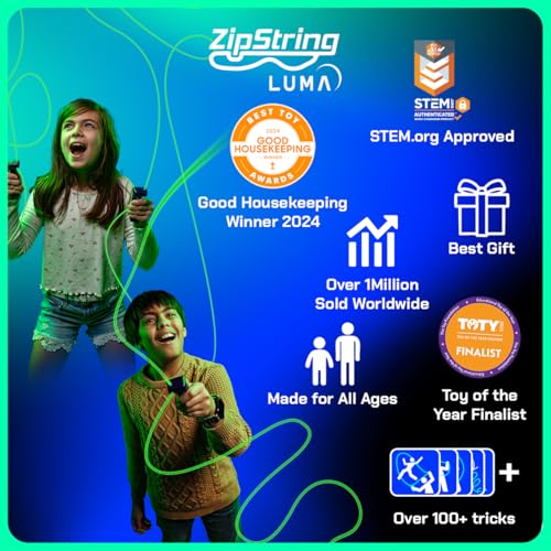 ZipString Luma - The Patented Glow-in-The-Dark Toy that Flies a Loop of String Classic - Featured String Rope Launcher Loop Fidget Toy, Bundle