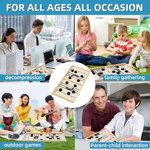 moopok Fast Sling Puck Game - 2 in1 Chess Board and Desktop Battle Super Winner Game,Fast Action Wooden Air Hockey Board Game,Adults and Kids Family Friend Funny Slingshot Game Toys - size: (2-in-1) Extra Large